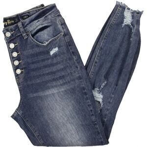Indigo Rein Juniors Destroyed Denim Ankle Jeans Women's Trendy Distressed Pants